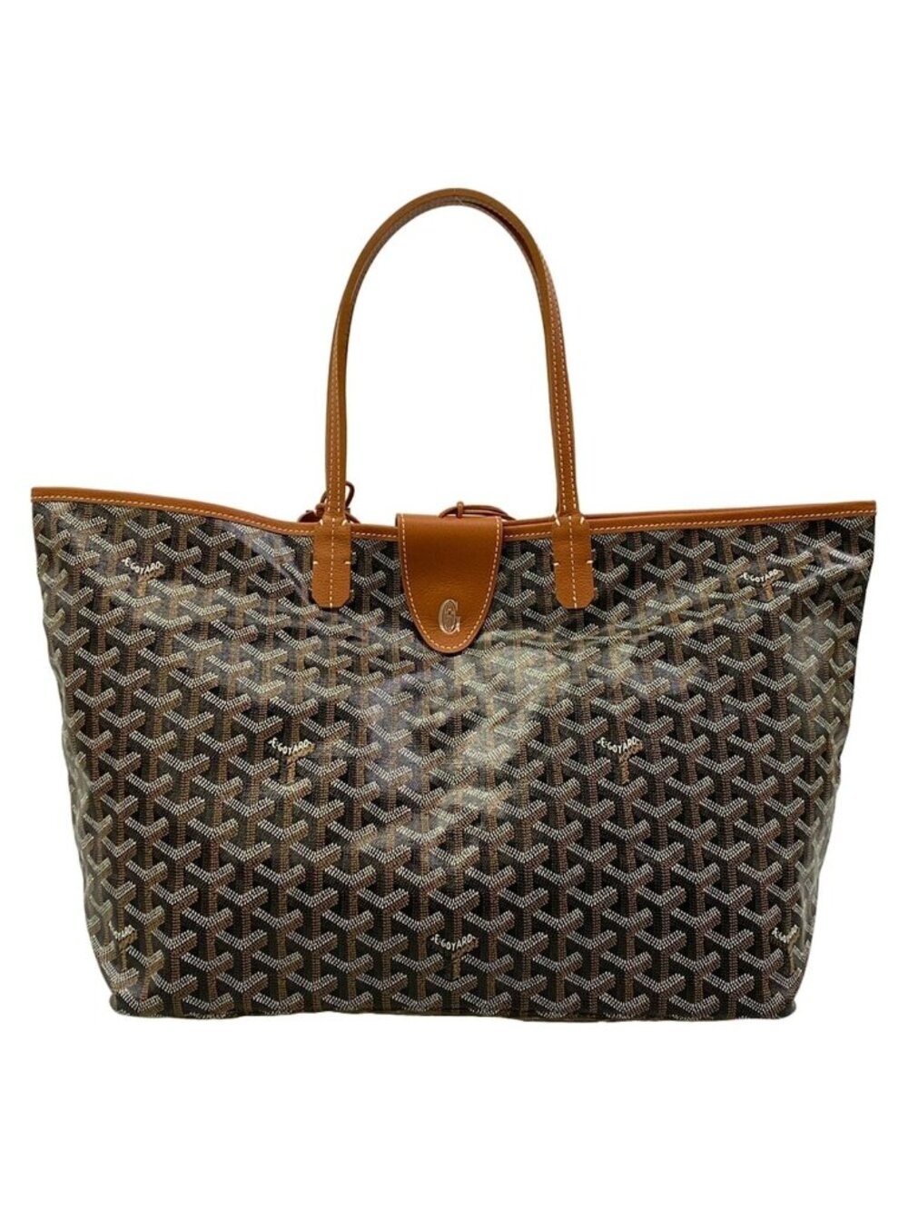 Goyard Tote Bag Saint Louis PM Black Brown Leather